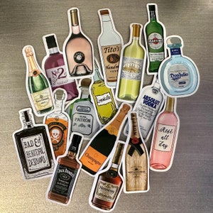 Cocktail Sticker Pack / Drinks / Beverages / Mystery Assortment of Alcohol Bottle Stickers