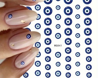 Evil Eye Nail Design / Nail Art Stickers / Self Adhesive Nail Decals