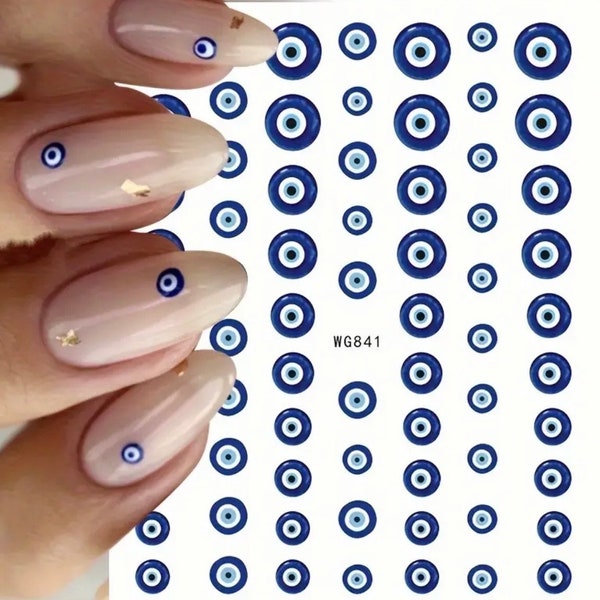Evil Eye Nail Design / Nail Art Stickers / Self Adhesive Nail Decals