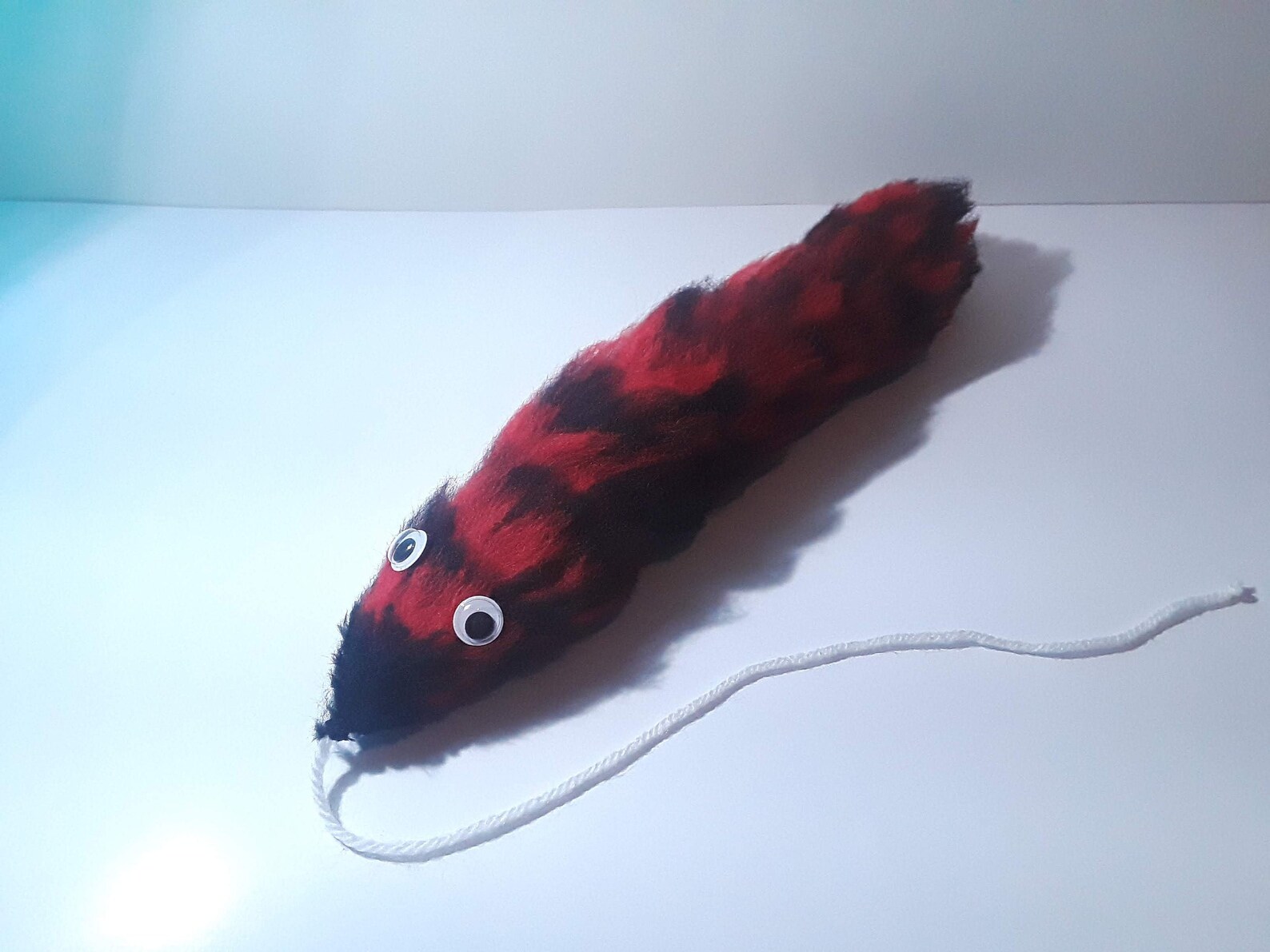 Cute Fuzzy Black and Red Worm on a String | Etsy
