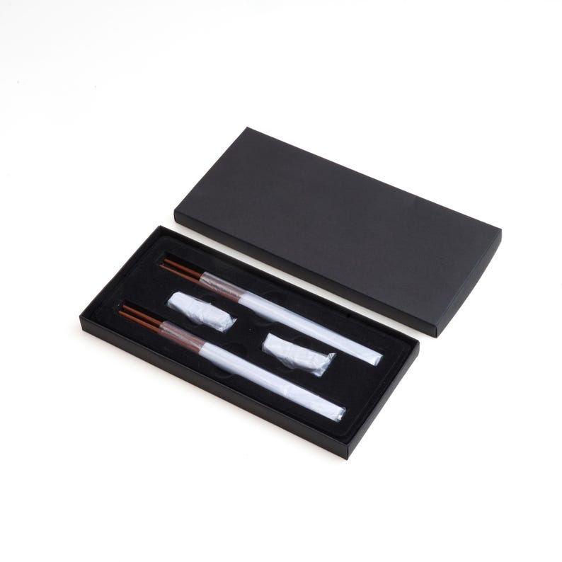 Personalized Teak Wood Chopsticks Set | Silver Accents, Dining Gift image 10