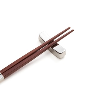Personalized Teak Wood Chopsticks Set | Silver Accents, Dining Gift image 7