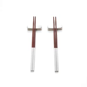 Personalized Teak Wood Chopsticks Set | Silver Accents, Dining Gift image 3