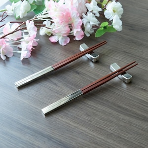 Personalized Teak Wood Chopsticks Set | Silver Accents, Dining Gift image 2
