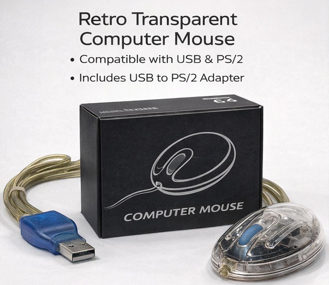 Personalized Retro Transparent Mouse: Add Custom Text or Logo to ...