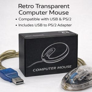 Personalized Retro Transparent Mouse: Add Custom Text or Logo to Vintage Acrylic Computer Accessory