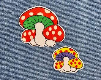 Finely made mushroom iron on patchesstick on patchesstickerplant patchesmushroom decorscrapbook decorappliques