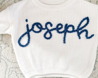 Custom Hand Embroidered Baby Name Sweater