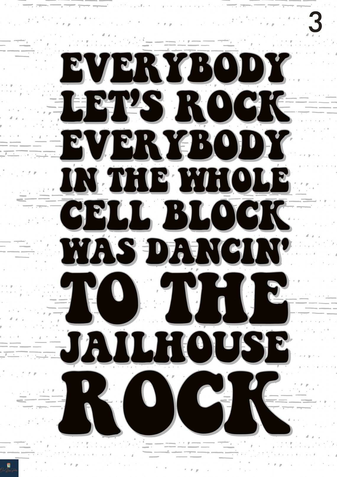 Jailhouse Rock Lyrics Print Elvis Presley Inspired Music Etsy Denmark