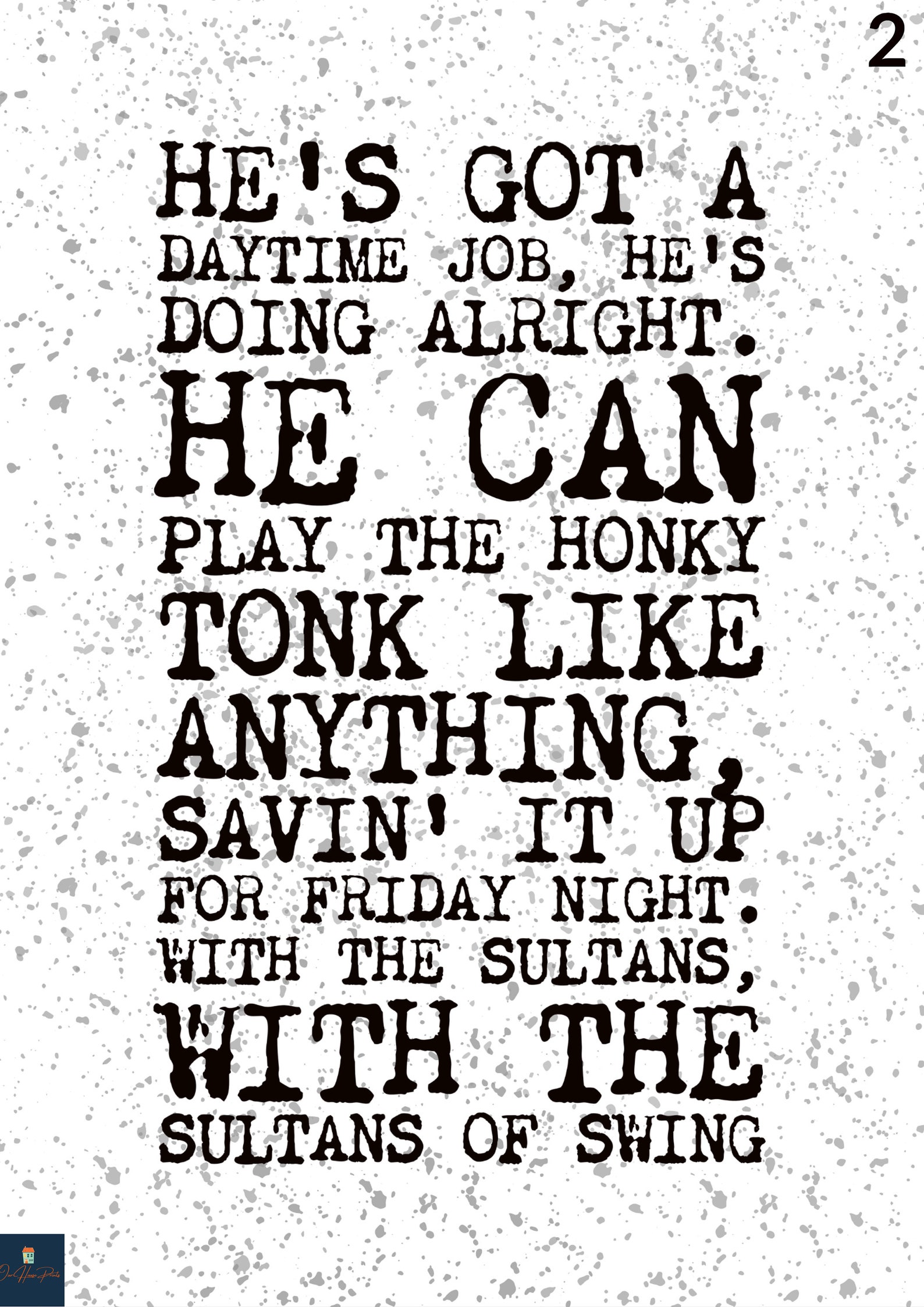 Sultans of Swing Lyrics Print Dire Straits Inspired Music Etsy UK