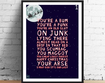 Fairytale Of New York Lyrics Print - The Pogues Inspired Music Poster. Housewarming/Christmas Gift Wall Art Decor 80s Irish Folk