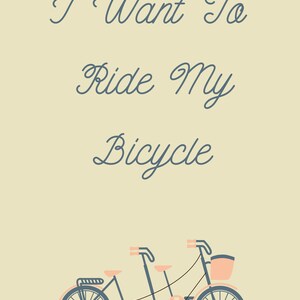 Bicycle Race Lyrics Print Queen Inspired Music Poster. Housewarming/birthday Gift Wall Art Decor ...