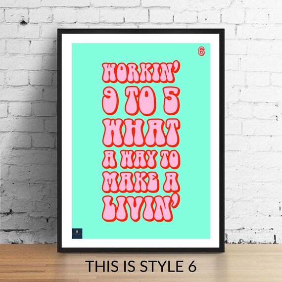 9 to 5 Lyrics Print Dolly Parton Inspired Music Poster. Etsy UK 9 to 5 Lyrics Print Dolly Parton Inspired Music Poster. Etsy UK