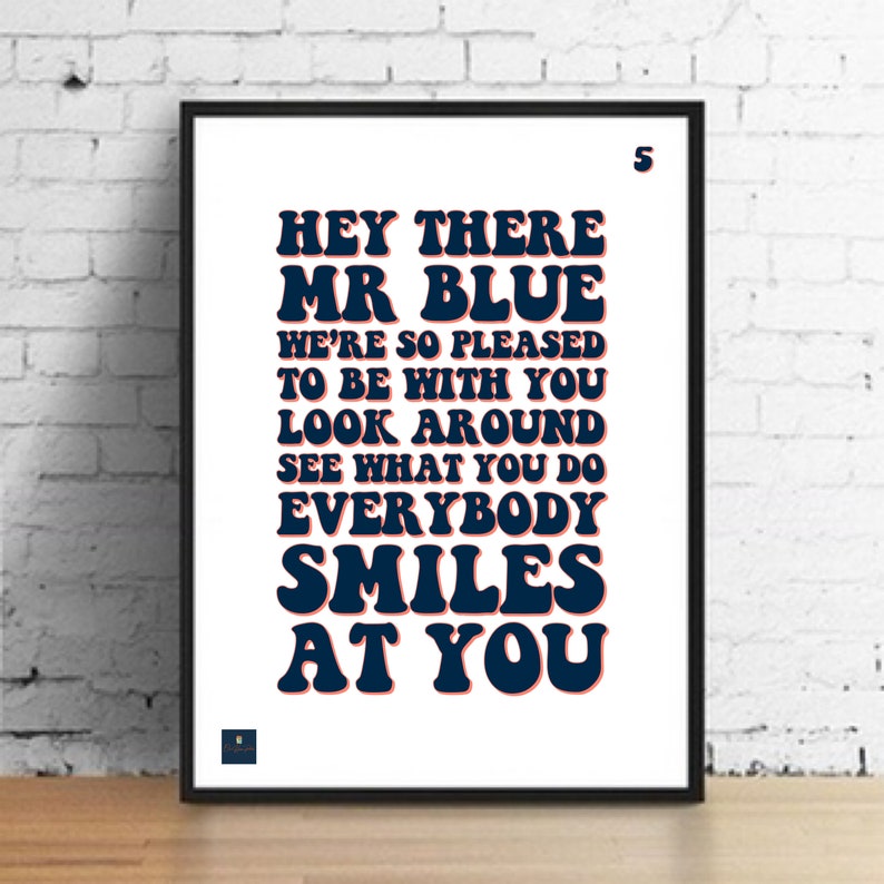 Mr blue sky lyrics print elo electric light orchestra etsy