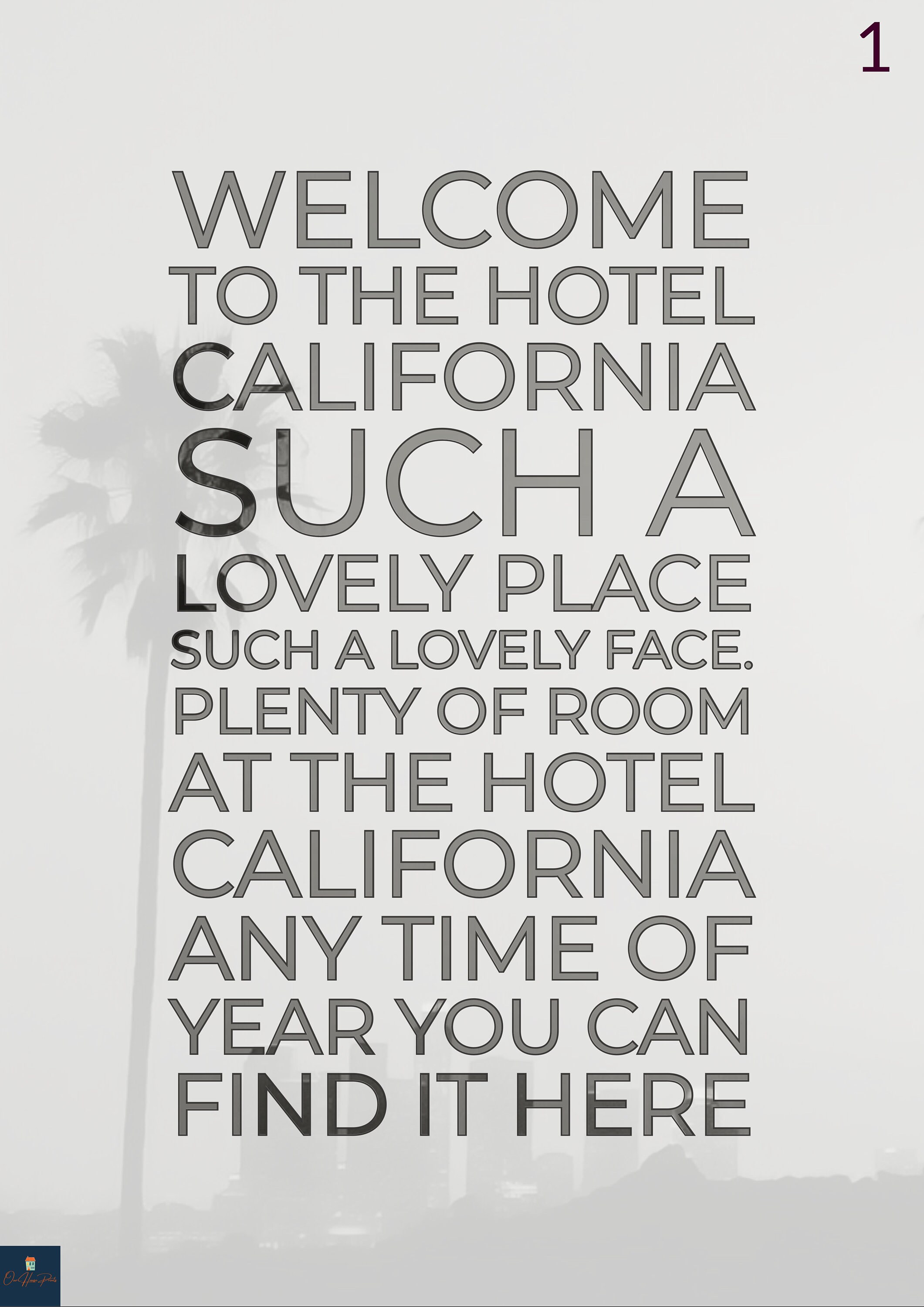 Hotel California Lyrics Print The Eagles Inspired Music Etsy