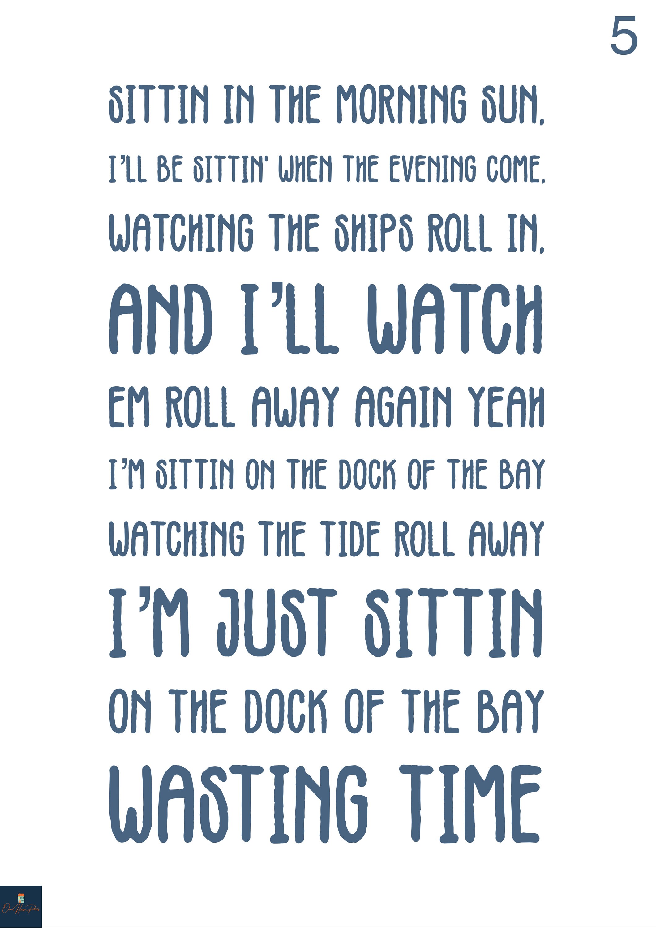 Sitting On The Dock Of The Bay Paroles Sitting On The Dock Of The Bay Lyrics Print Otis Reading - Etsy France