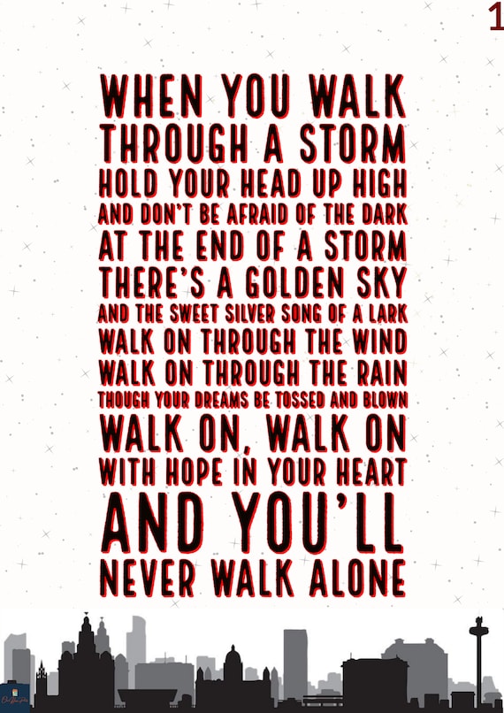 You'll Never Walk Alone Lyrics Print Gerry & the -  Denmark