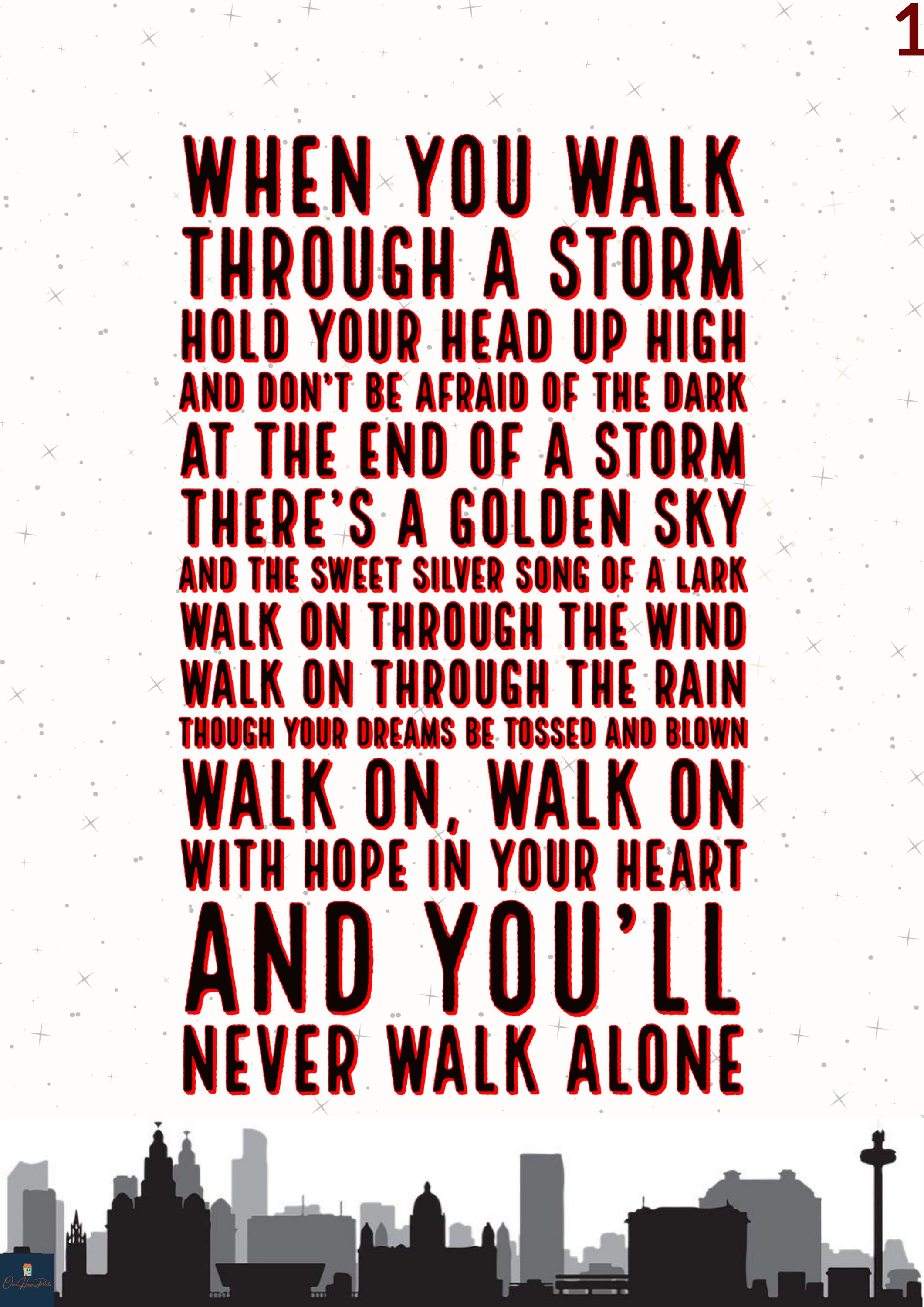 You'll Never Walk Alone Lyrics Print Gerry & the -  Denmark