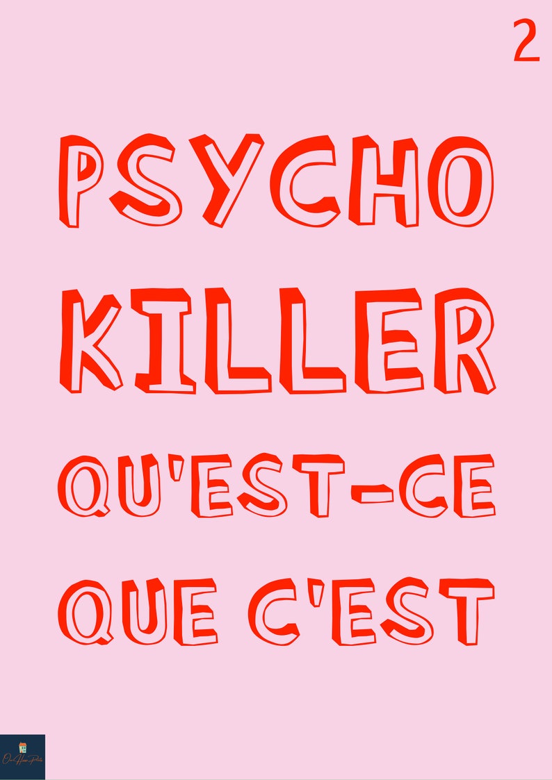 Psycho Killer Lyrics Print Talking Heads Inspired Music Etsy UK