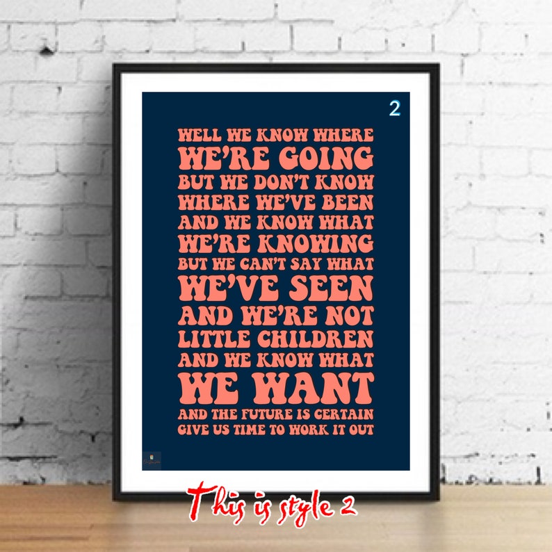 Road to Nowhere Lyrics Print Talking Heads Inspired Music Etsy UK