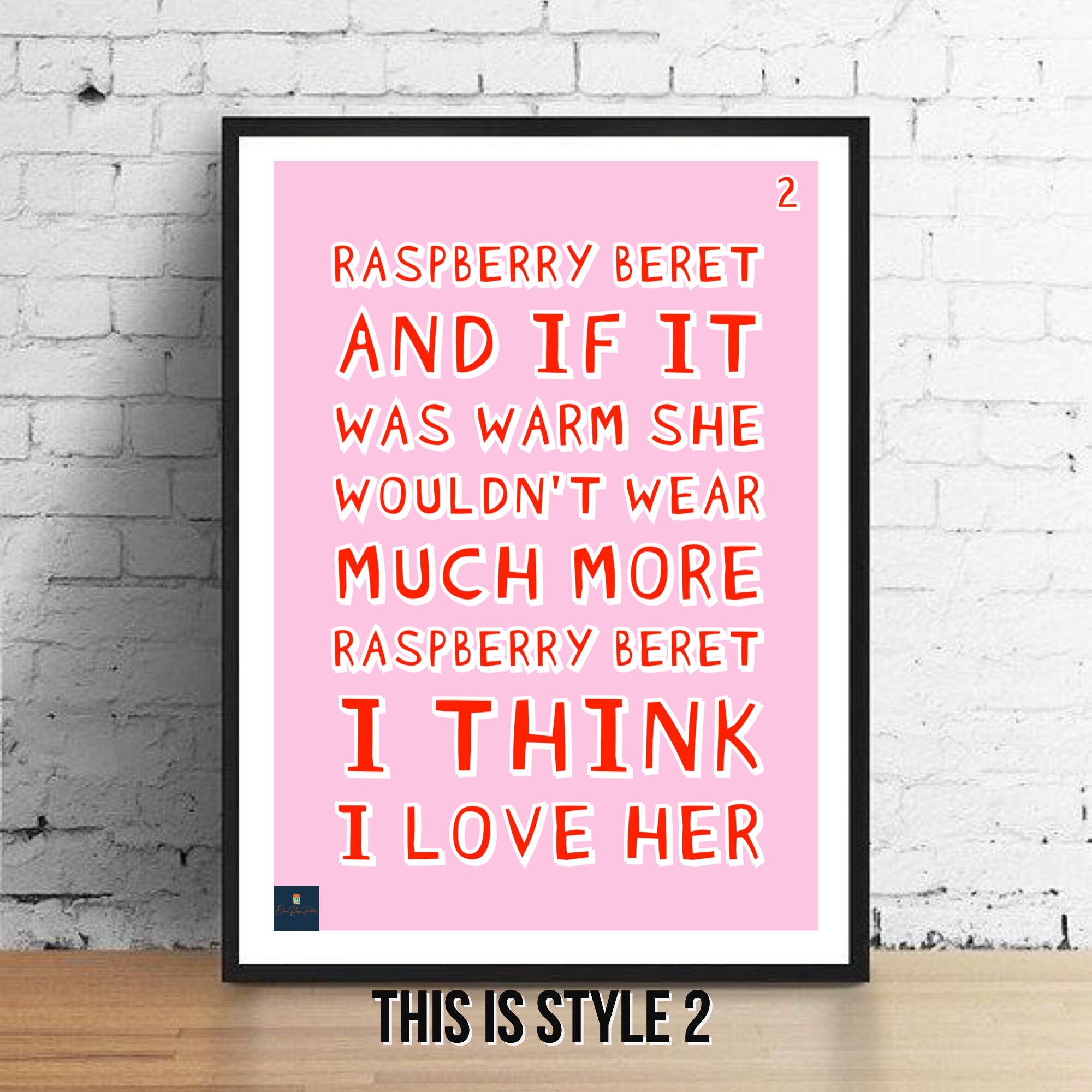 Raspberry Beret Lyrics Print Prince Inspired Music Poster. Etsy UK