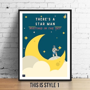 Starman Lyrics Print - David Bowie Inspired Music Poster. Housewarming/Birthday Gift Wall Art Decor Typography Ziggy Stardust