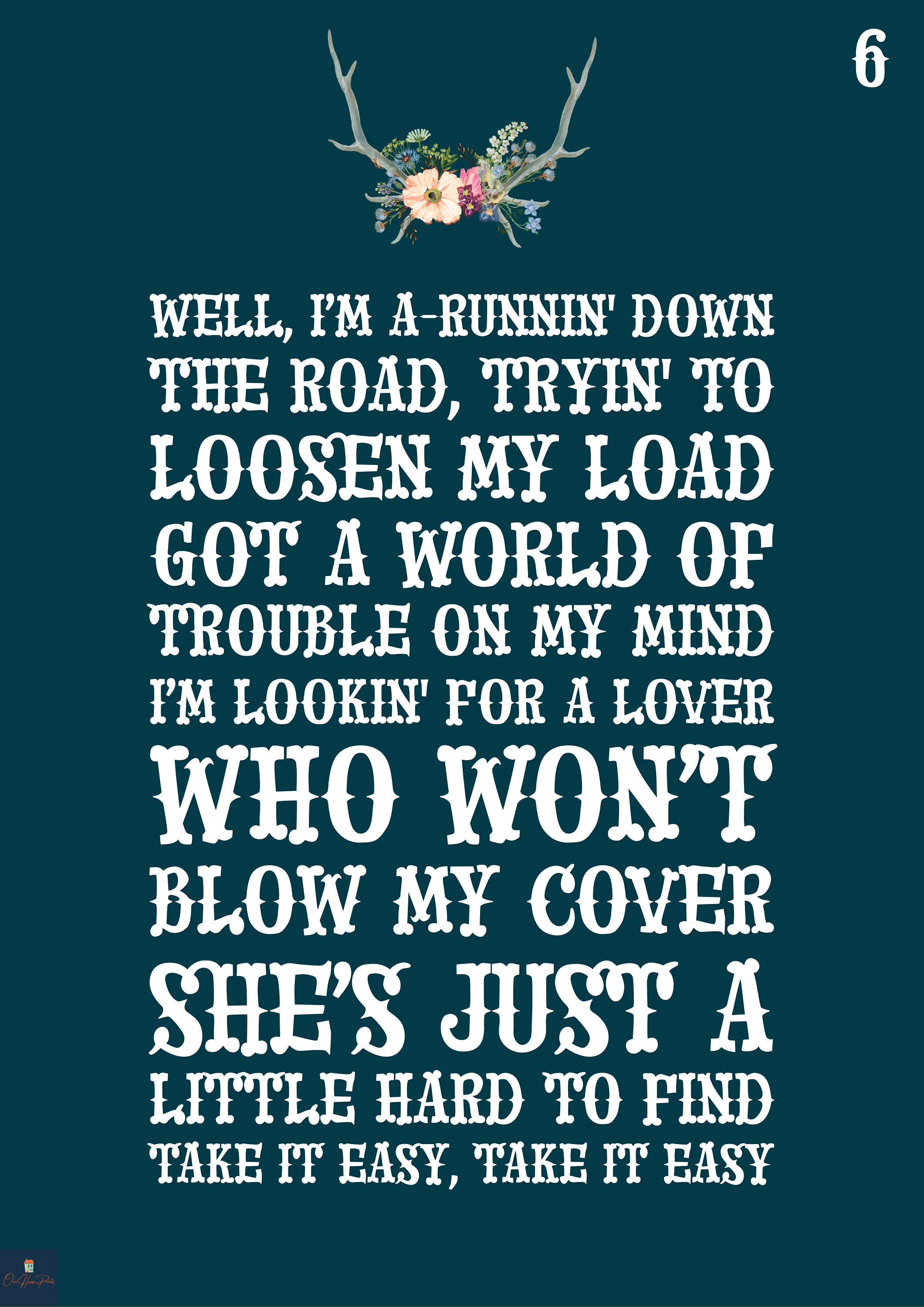 Take it easy lyrics print the eagles inspired music poster etsy