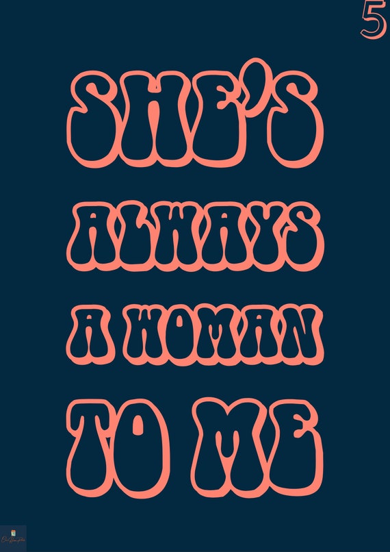 She's Always A Woman Lyrics Print - Billy Joel Inspired Music