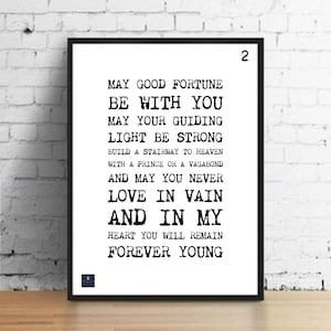 Forever Young Lyrics Print Rod Stewart Inspired Music - Etsy