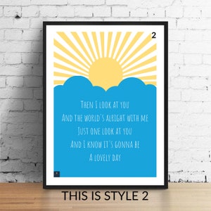 Lovely Day Lyrics Print - Bill Withers Inspired Music Poster. Housewarming/Birthday Gift Wall Art Decor Typography RnB Soul Music