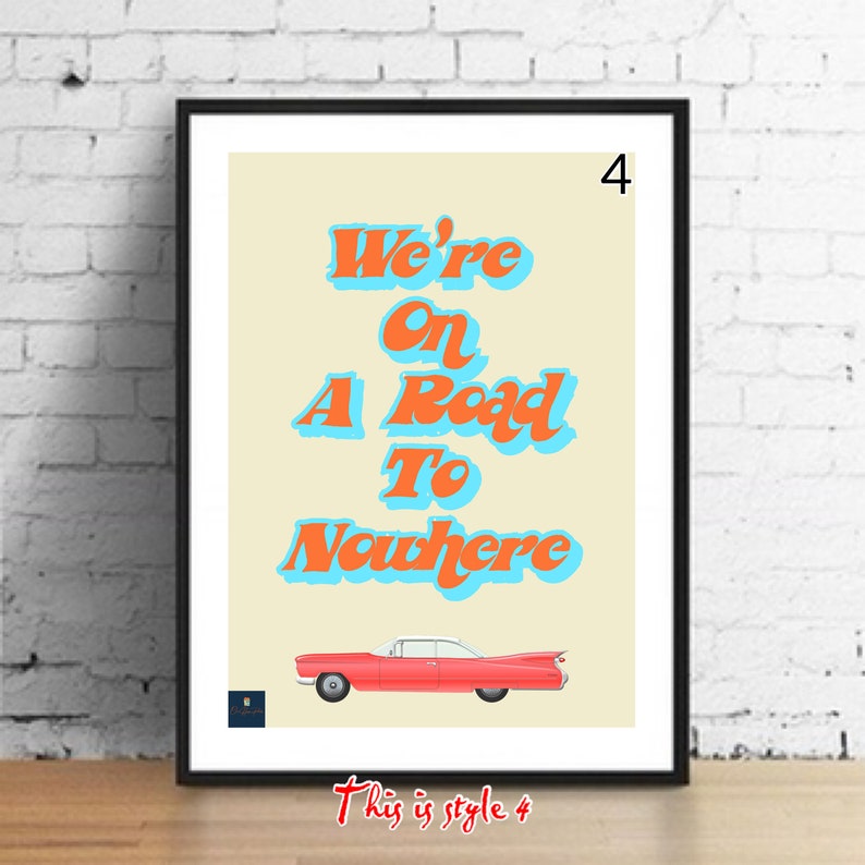 Road to Nowhere Lyrics Print Talking Heads Inspired Music Etsy UK