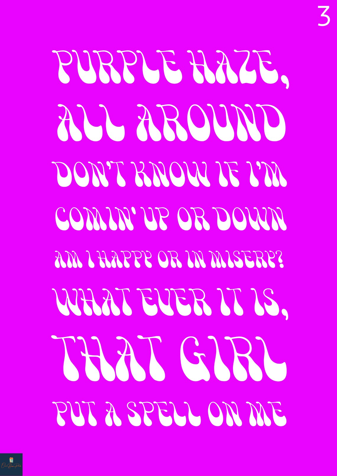 Purple Haze Lyrics Print Jimi Hendrix Inspired Music Poster. | Etsy