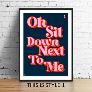 Sit Down Lyrics Print - James Inspired Music Poster. Housewarming/Birthday Gift Wall Art Decor Typography 80s Britpop