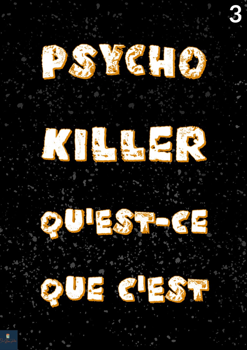 Psycho Killer Lyrics Print Talking Heads Inspired Music Etsy UK