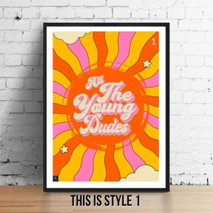 All The Young Dudes Lyrics Print - David Bowie Mott The Hoople Inspired Music Poster. Housewarming Gift Wall Art Decor Typography