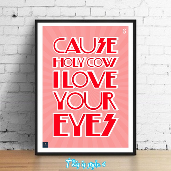 One Day Like This Lyrics Print - Elbow Inspired Music Poster. Housewarming/Birthday Gift Wall Art Decor Typography Indie Beautiful Day