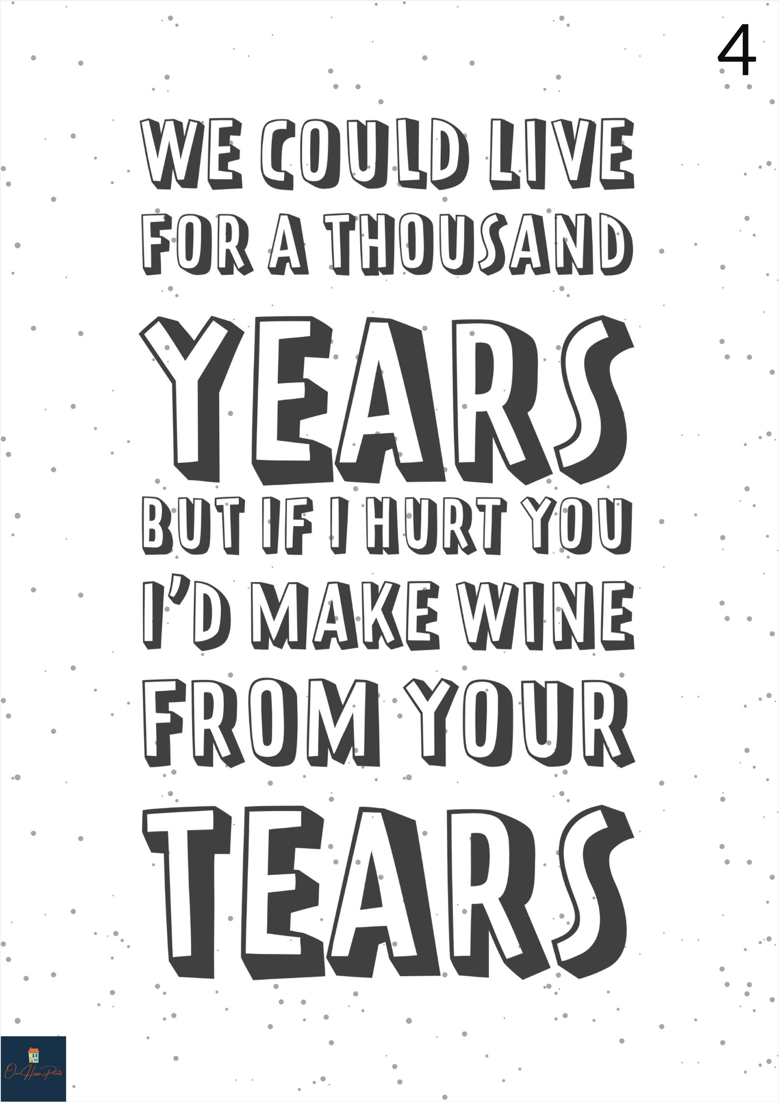 Never Tear Us Apart Lyrics Print