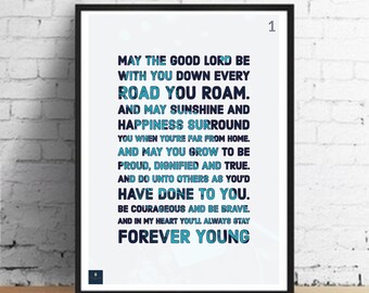 Forever Young Lyrics Print - Rod Stewart Inspired Music Poster. Housewarming/Birthday Gift Wall Art Decor Typography