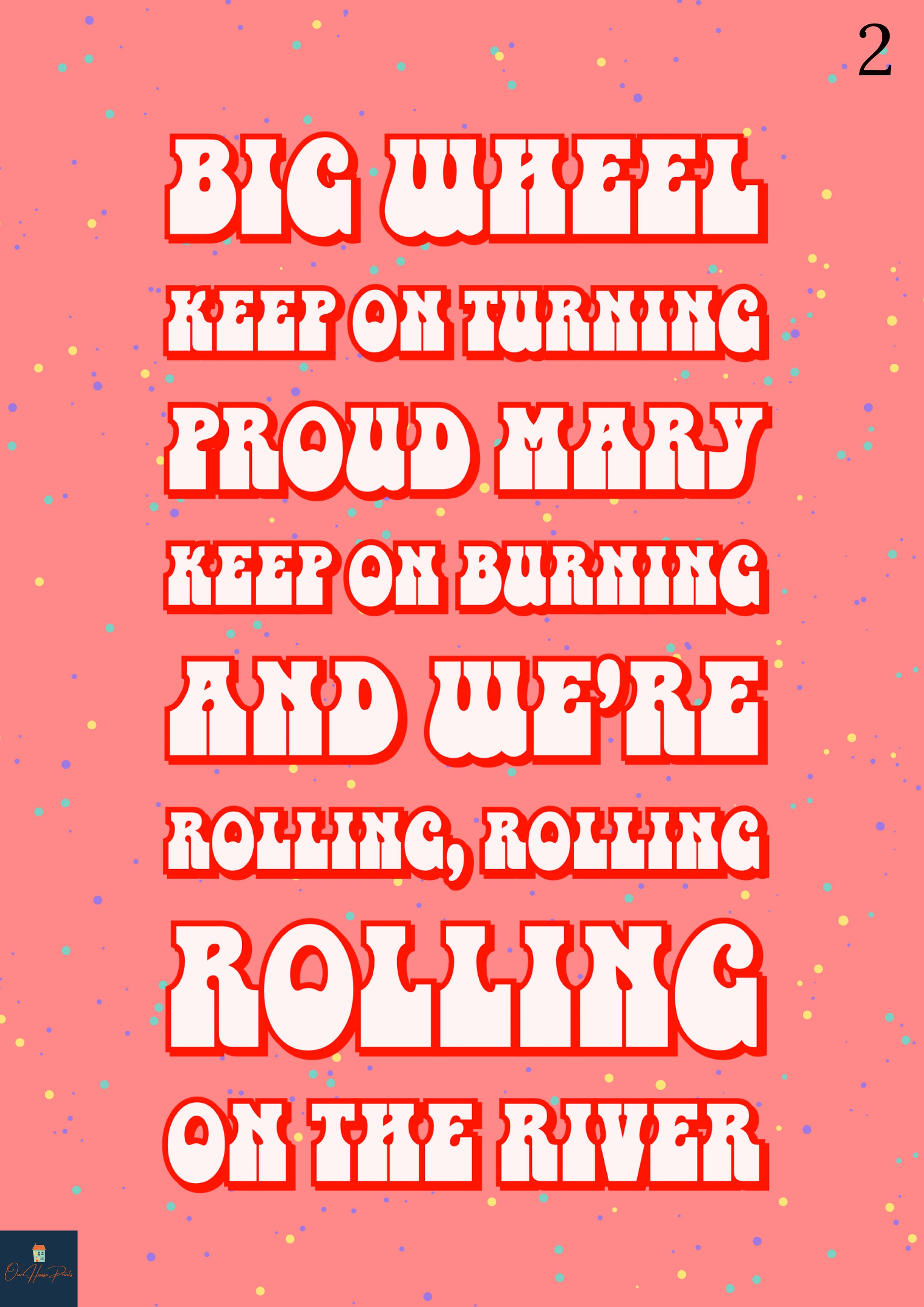 Proud Mary Lyrics Print Tina Turner Creedence Clearwater Etsy UK