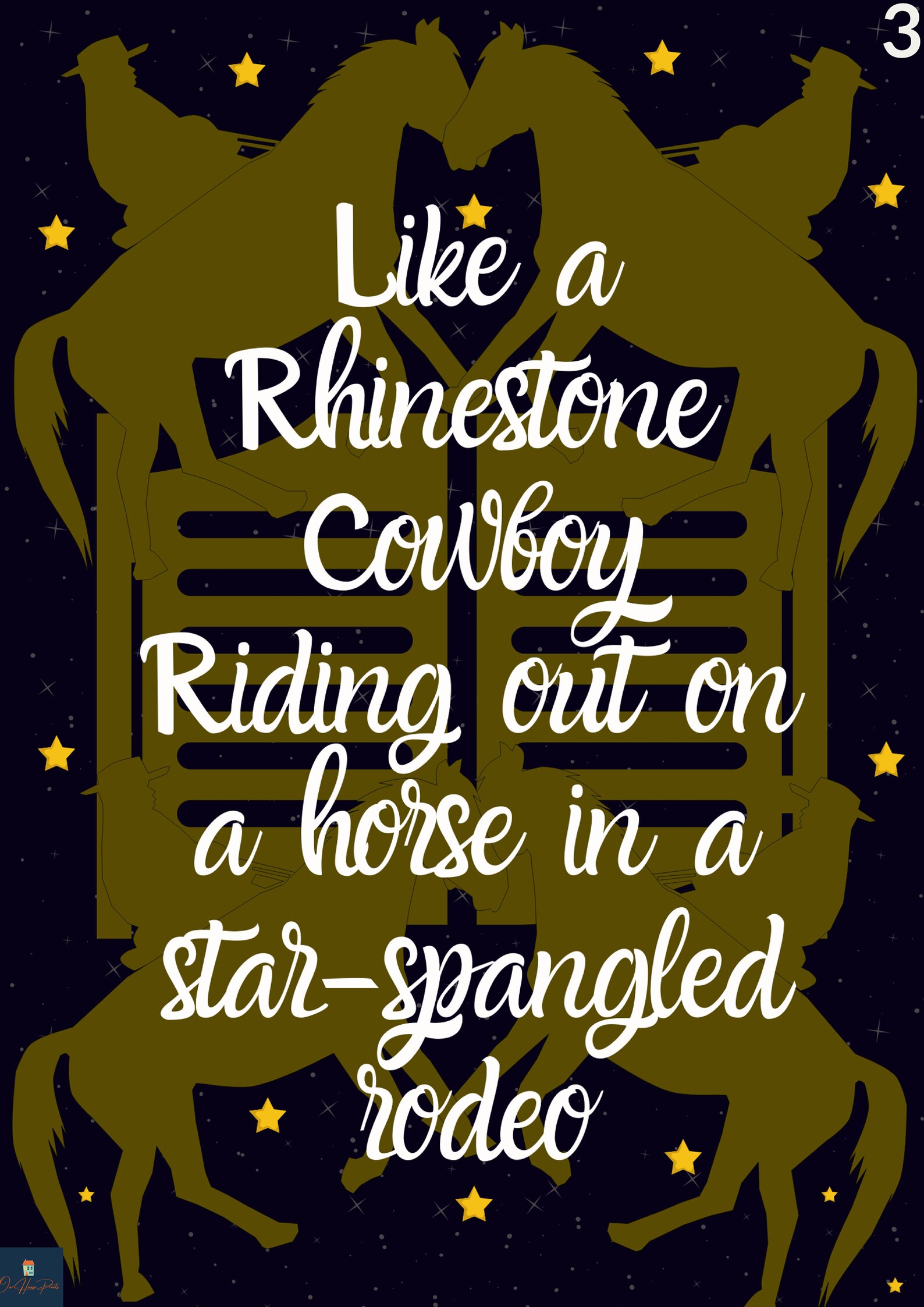 Rhinestone Cowboy Lyrics Print Glen Campbell Inspired Music Etsy