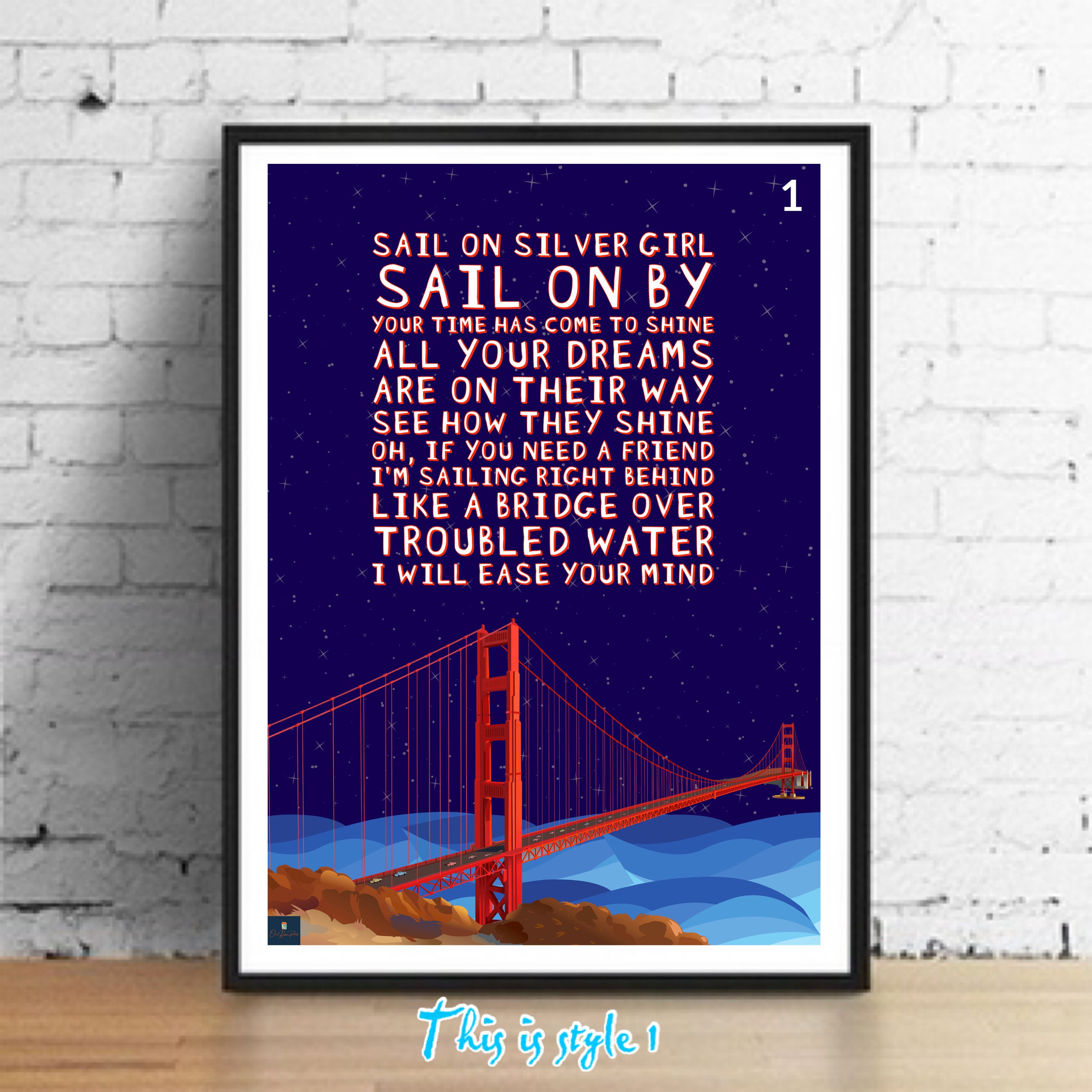 Bridge Over Troubled Water Lyrics Print Simon and Garfunkel Etsy UK