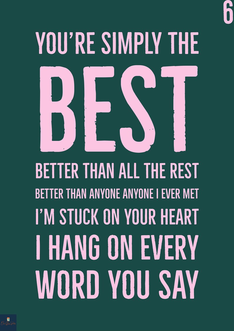 Simply the best lyrics print tina turner bonnie tyler etsy uk