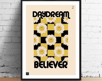 Daydream Believer Lyrics Print - The Monkees Davy Jones 60s Music Poster. Housewarming Gift Wall Art Decor Typography Soul Pop