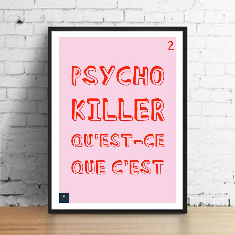 Psycho Killer Lyrics Print Talking Heads Inspired Music Etsy UK