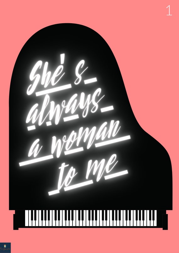 She s Always A Woman Lyrics Print Billy Joel Inspired Music Poster