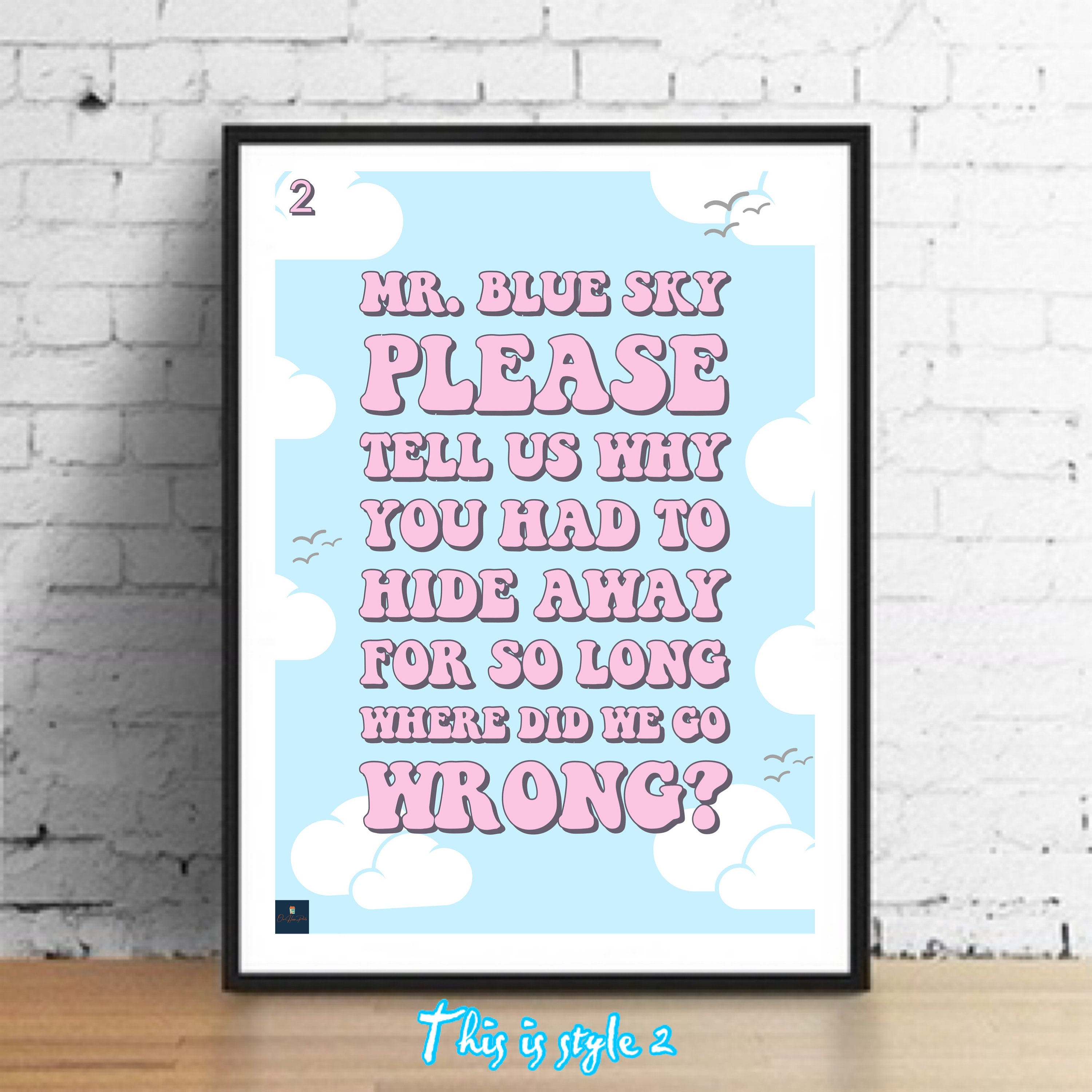 Mr Blue Sky Lyrics Print ELO Electric Light Orchestra Etsy Canada