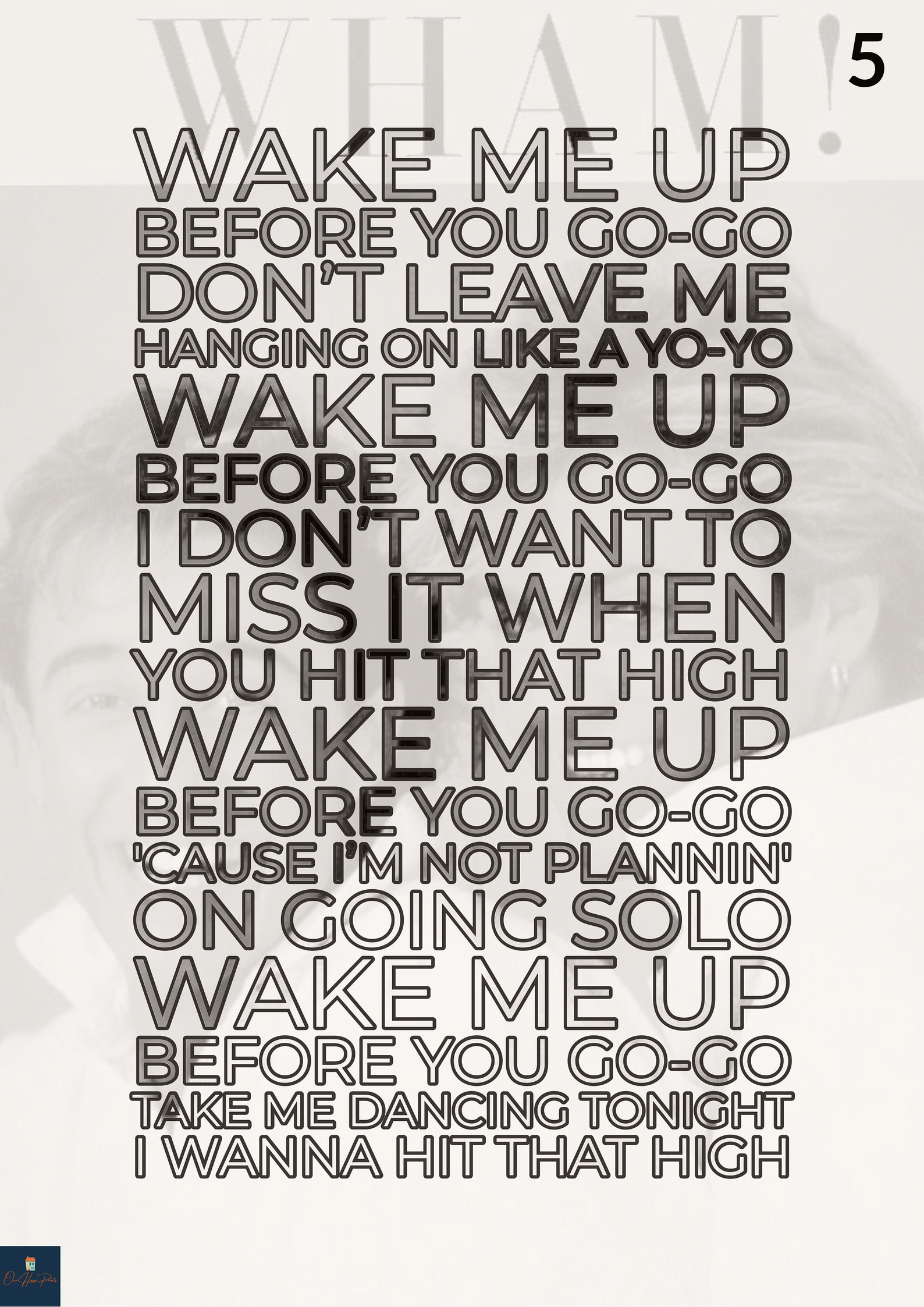 Wake Me up Before You Go Go Lyrics Print Wham Inspired Music Etsy