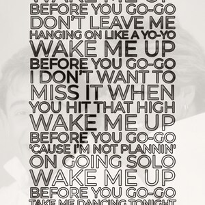 Wake Me up Before You Go Go Lyrics Print Wham Inspired Music - Etsy UK