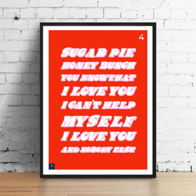 I Can't Help Myself Sugar Pie Honey Bunch Lyrics Print Etsy