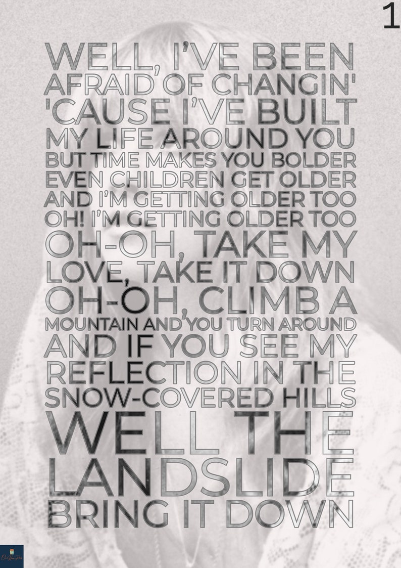 Fleetwood Mac Song Lyrics Landslide Landslide Lyrics Print Fleetwood Mac Inspired Music Poster. - Etsy UK